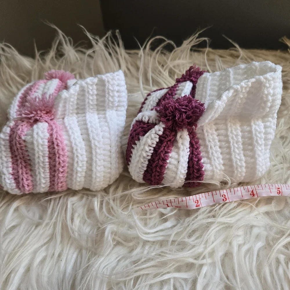 Handmade Knitted Baby Booties - Pink and Purple